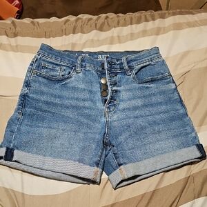 a.n.a Women's Blue Jean Shorts with Button-Fly